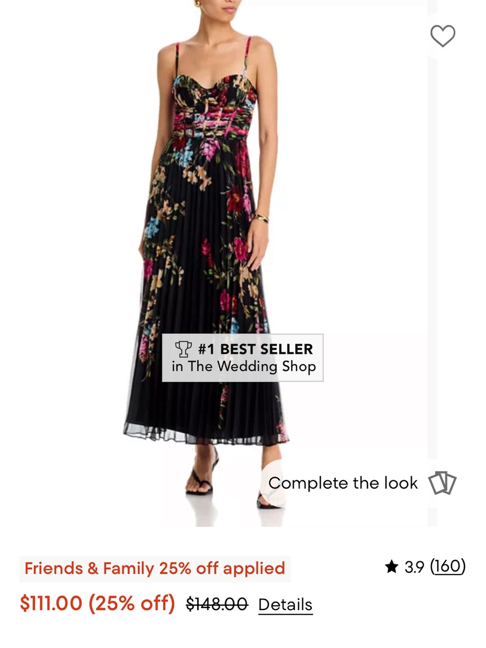 Bloomingdale's Black Floral Pleated Maxi Dress